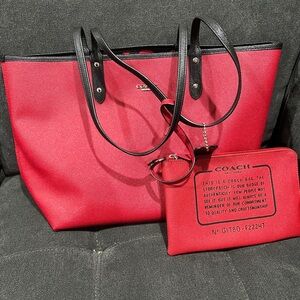 NEW Red Reversible Coach Tote Bag